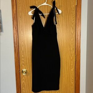 Lulu's Black date night done right black tie bodycon midi dress